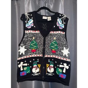 Ugly Christmas Sweater Xmas Size Large Vest